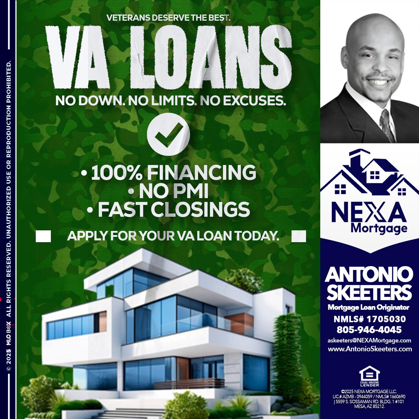 VA LOANS - Antonio Skeeters -Loan Officer
