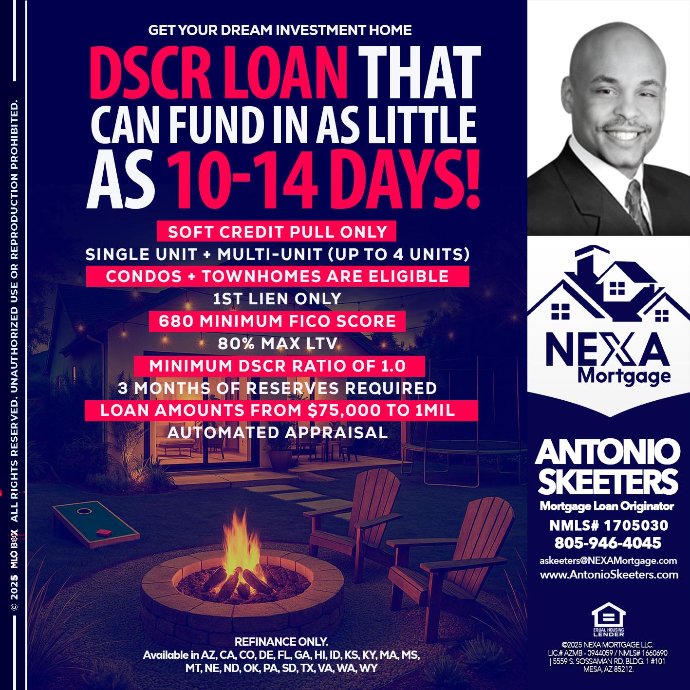 DSCR LOAN - Antonio Skeeters -Loan Officer