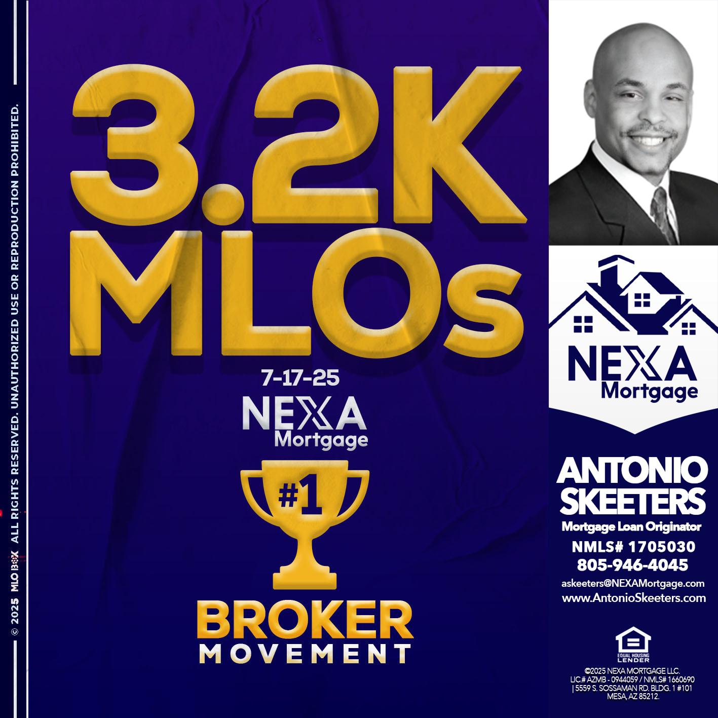 3.2K MLOs - Antonio Skeeters -Loan Officer