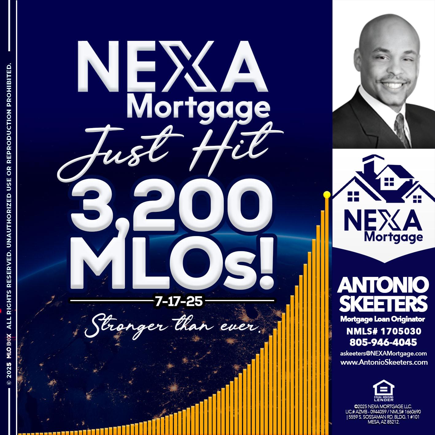 JUST HIT 3,200 MLOs - Antonio Skeeters -Loan Officer