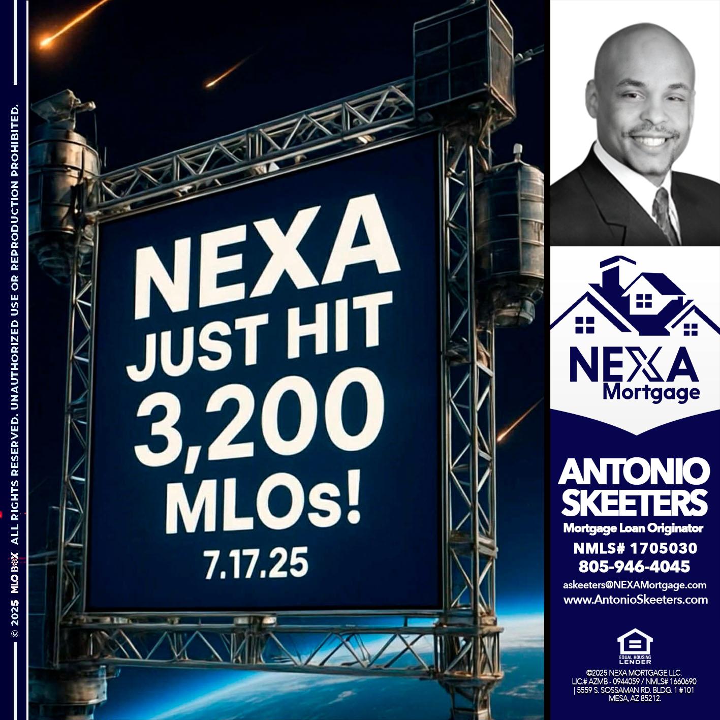 NEXA JUST HIT 3,200 - Antonio Skeeters -Loan Officer