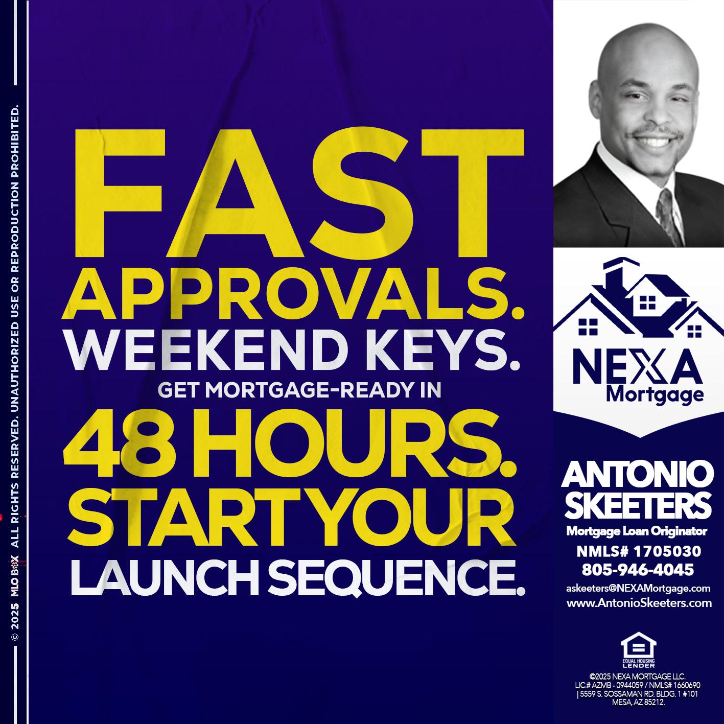 FAST APPROVALS - Antonio Skeeters -Loan Officer