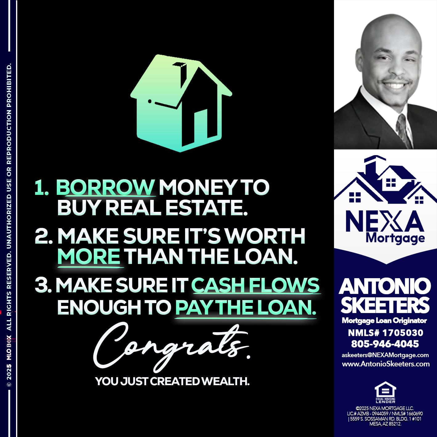 BORROW MONEY - Antonio Skeeters -Loan Officer