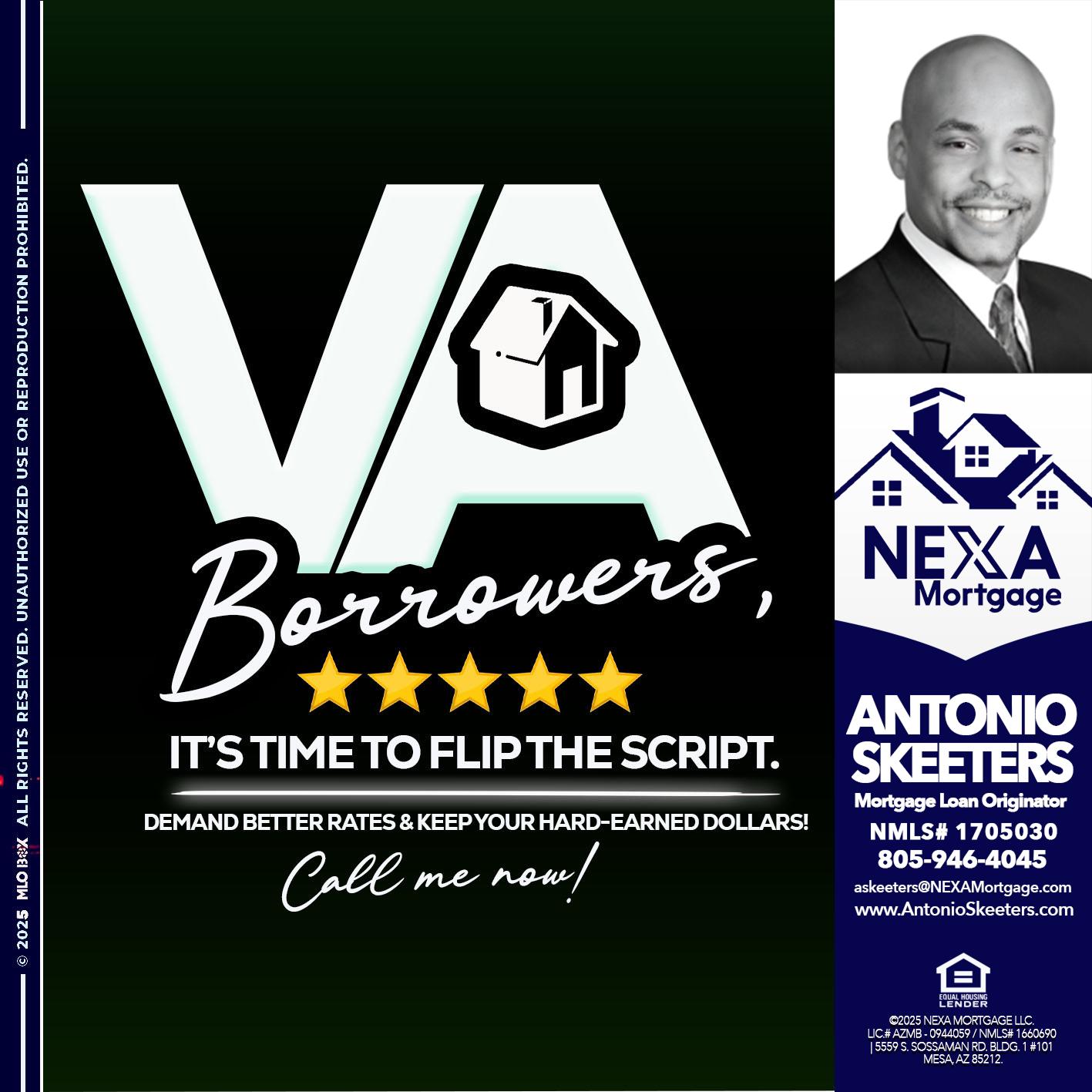 VA BORROWERS - Antonio Skeeters -Loan Officer