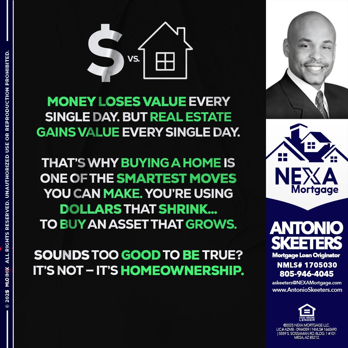 MONEY LOSES VALUE - Antonio Skeeters -Loan Officer
