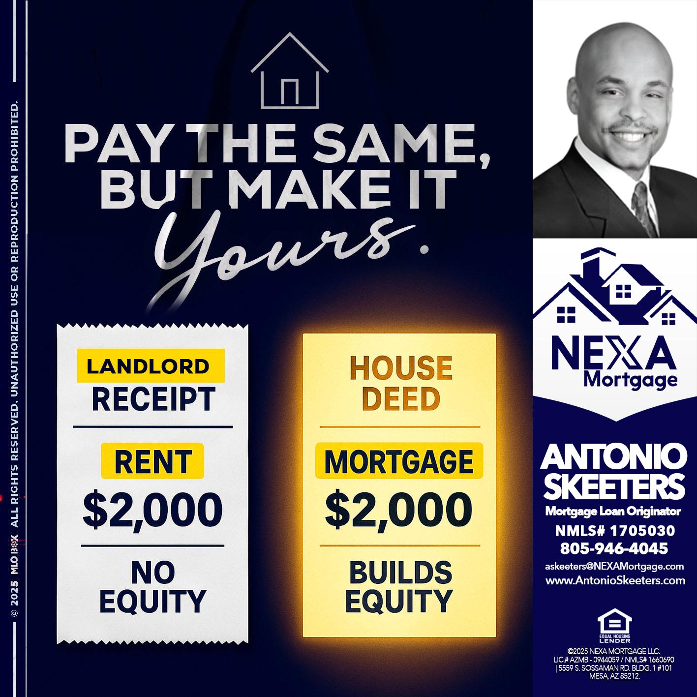 pay the same - Antonio Skeeters -Loan Officer
